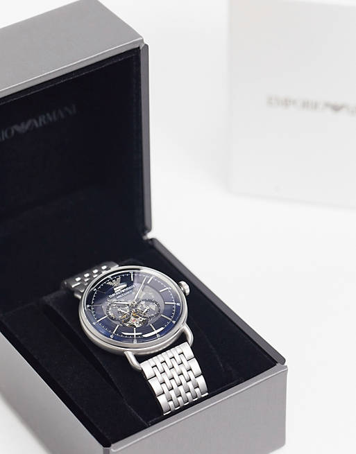  Shop Authentic Emporio Armani Aviator Multifunction Blue Dial Silver Mesh Bracelet Watch For Men - AR60024 - Luxxuri