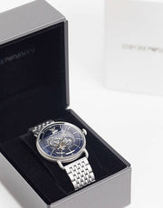  Shop Authentic Emporio Armani Aviator Multifunction Blue Dial Silver Mesh Bracelet Watch For Men - AR60024 - Luxxuri