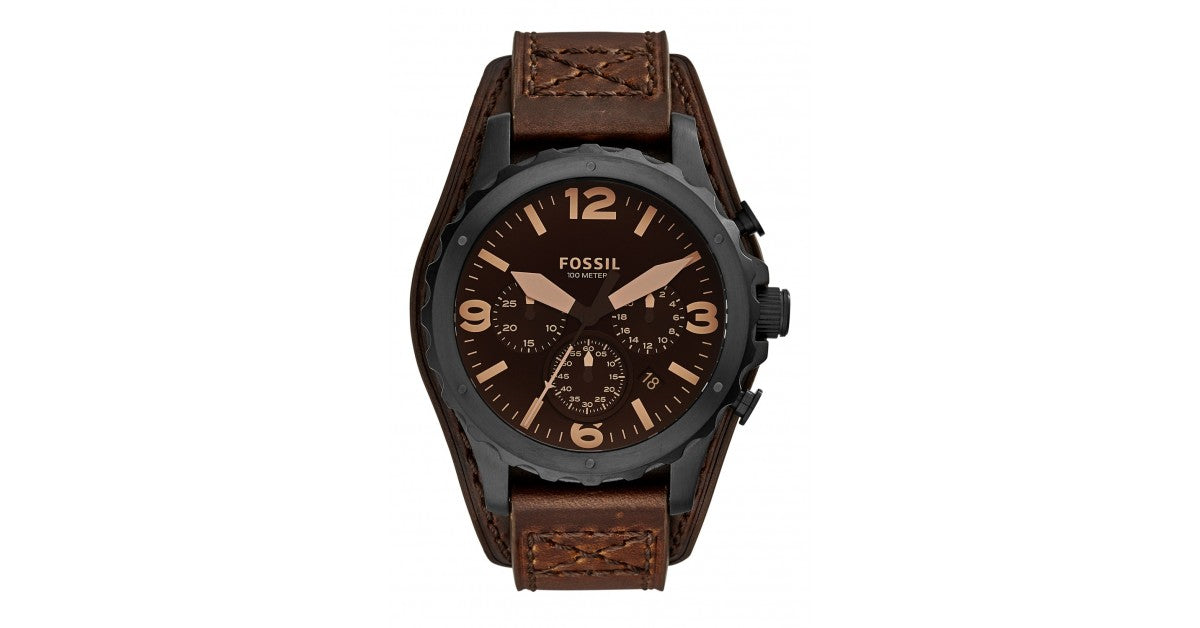  Shop Authentic Fossil Nate Chronograph Brown Dial Brown Leather Strap Watch for Men - JR1511 - Luxxuri