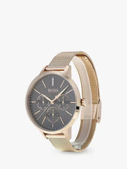  Shop Authentic Hugo Boss Symphony Grey Dial Gold Mesh Bracelet Watch for Women - 1502424 - Luxxuri