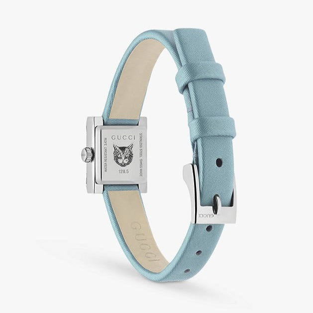  Shop Authentic Gucci G-Frame Pastel Blue Mother of Pearl Dial Blue Leather Strap Watch For Women - YA128531 - Luxxuri