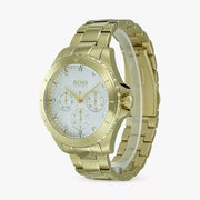  Shop Authentic Hugo Boss Premiere White Dial Gold Steel Strap Watch for Women - 1502445 - Luxxuri