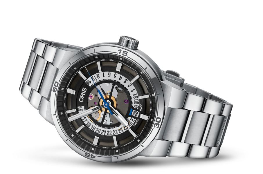  Shop Authentic Oris TT1 Engine Date Skeleton Black Dial Silver Steel Strap Watch for Men - 0173377524124-0782408 - Luxxuri
