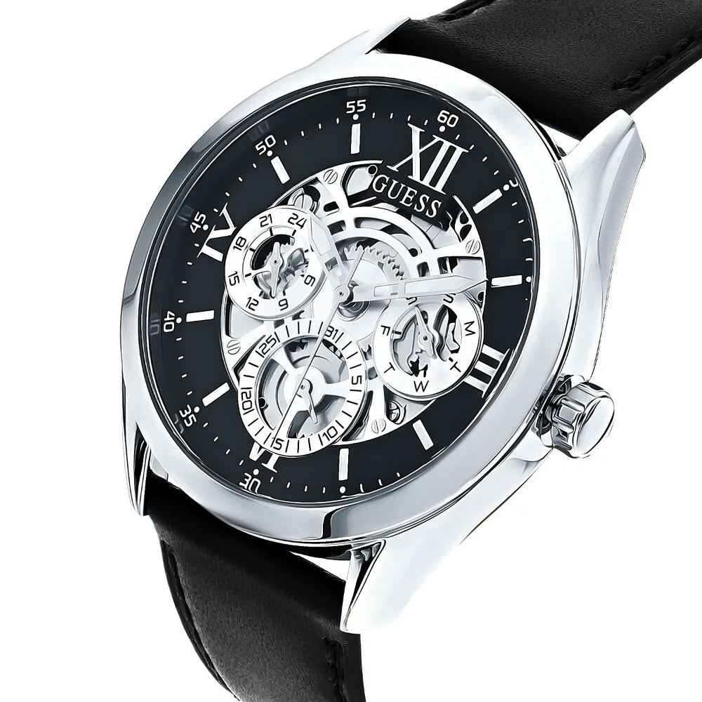  Shop Authentic Guess Tailor Multifunction Black Dial Black Leather Strap Watch for Men - GW0389G1 - Luxxuri