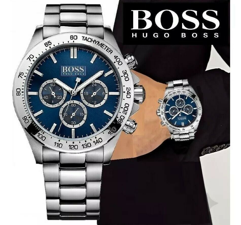  Shop Authentic Hugo Boss Ikon Blue Dial Silver Steel Strap Watch for Men - 1512963 - Luxxuri