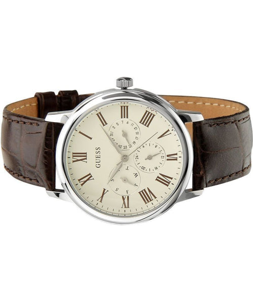  Shop Authentic Guess Wafer Quartz White Dial Brown Leather Strap Watch For Men - W70016G2 - Luxxuri