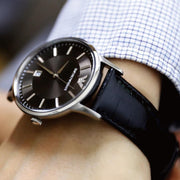  Shop Authentic Emporio Armani Renato Analog Black Dial Black Leather Strap Watch For Men - AR11186 - Luxxuri