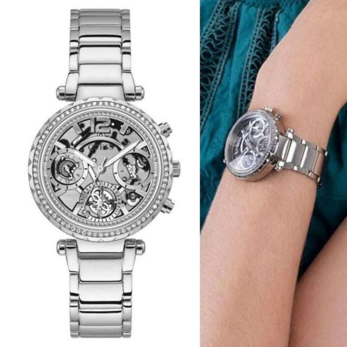  Shop Authentic Guess Solstice Diamonds Silver Dial Silver Steel Strap Watch for Women - GW0403L1 - Luxxuri