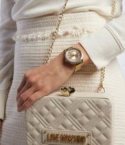  Shop Authentic Guess Soiree Diamonds Gold Dial Gold Mesh Bracelet Watch for Women - GW0402L2 - Luxxuri