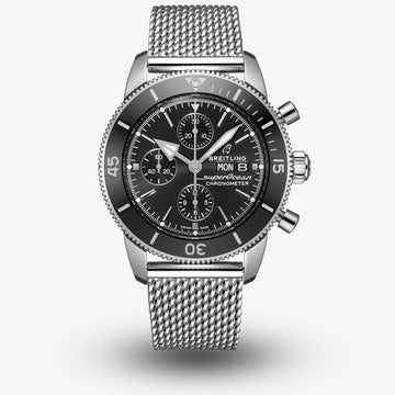 Shop Authentic Breitling Superocean Heritage Chronograph 44 Black Dial Silver Mesh Bracelet Watch for Men - A13313121B1A1 - Luxxuri