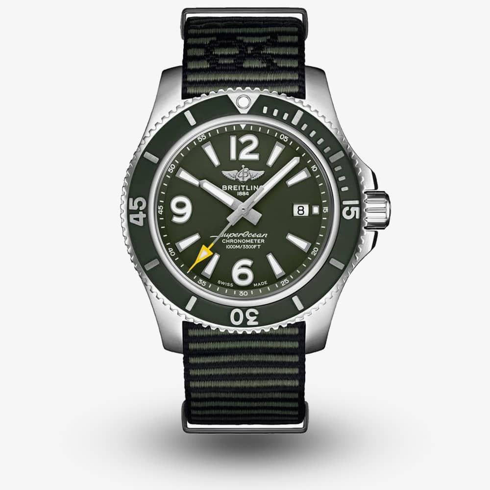 Shop Authentic Breitling Superocean Automatic 44mm Outerknown Green Dial Green Nylon Strap Watch for Men - A17367A11L1W1 - Luxxuri