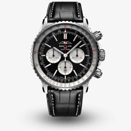  Shop Authentic Breitling Navitimer B01 Chronograph 46 Black Dial Black Leather Strap Watch for Men - AB0137211B1P1 - Luxxuri