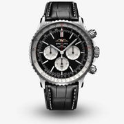  Shop Authentic Breitling Navitimer B01 Chronograph 46 Black Dial Black Leather Strap Watch for Men - AB0137211B1P1 - Luxxuri