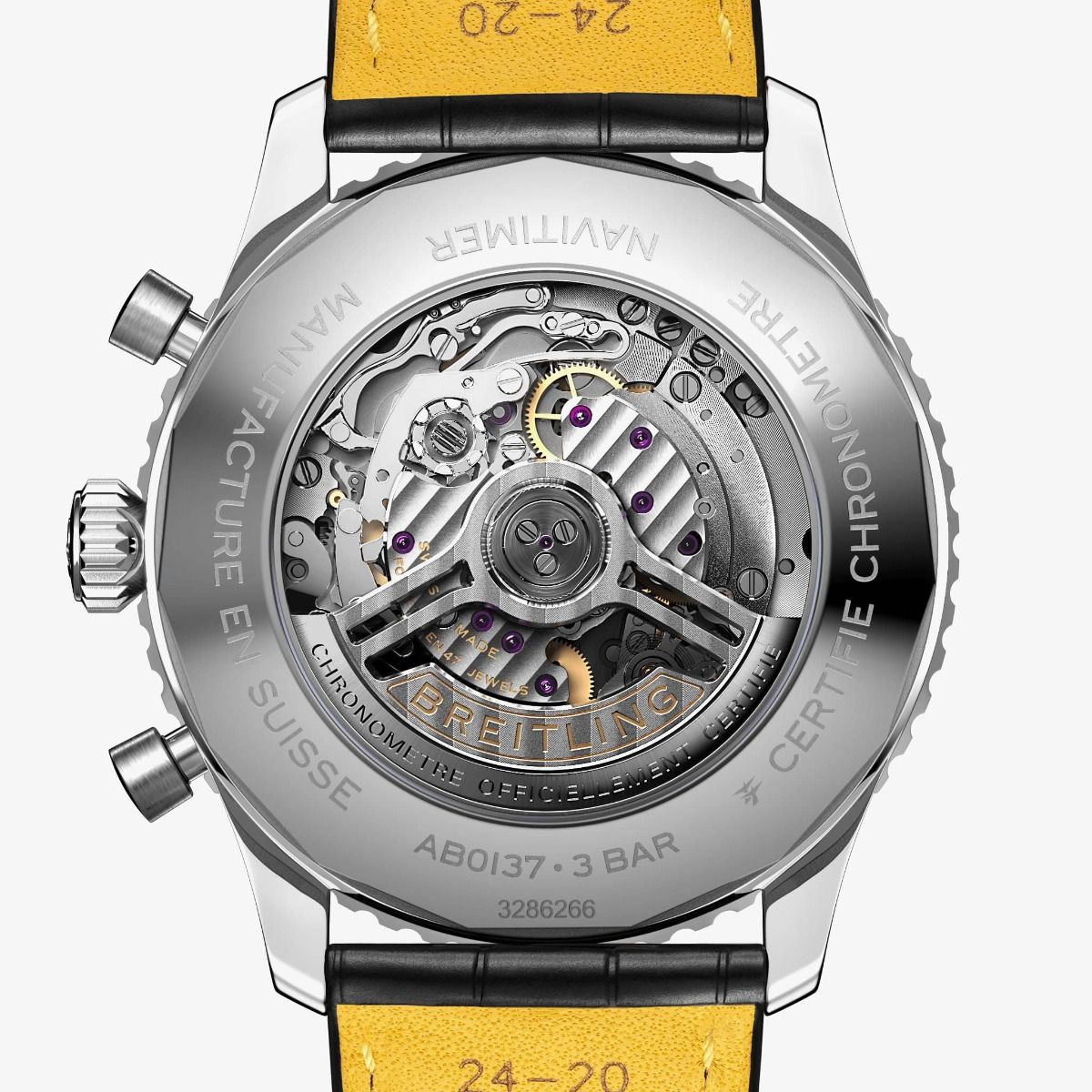  Shop Authentic Breitling Navitimer B01 Chronograph 46 Black Dial Black Leather Strap Watch for Men - AB0137211B1P1 - Luxxuri