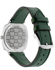  Shop Authentic Gucci Grip Quartz Silver Dial Green Leather Strap Unisex Watch - YA157406 - Luxxuri