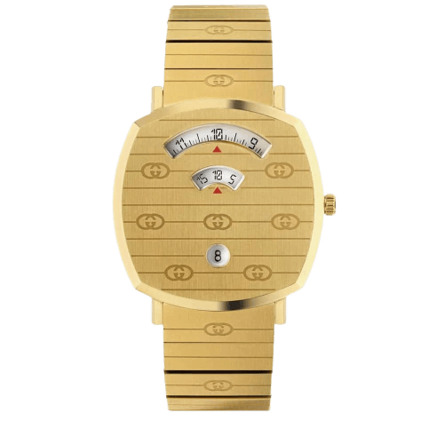  Shop Authentic Gucci Grip Quartz Yellow Gold Dial Gold Steel Strap Unisex Watch - YA157409 - Luxxuri