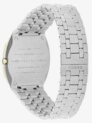  Shop Authentic Gucci 25H Quartz Gold Dial Silver Steel Strap Watch for Men - YA163405 - Luxxuri
