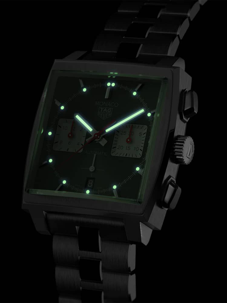  Shop Authentic Tag Heuer Monaco Automatic Chronograph Black Dial Silver Steel Strap Watch for Men - CBL2113.BA0644 - Luxxuri