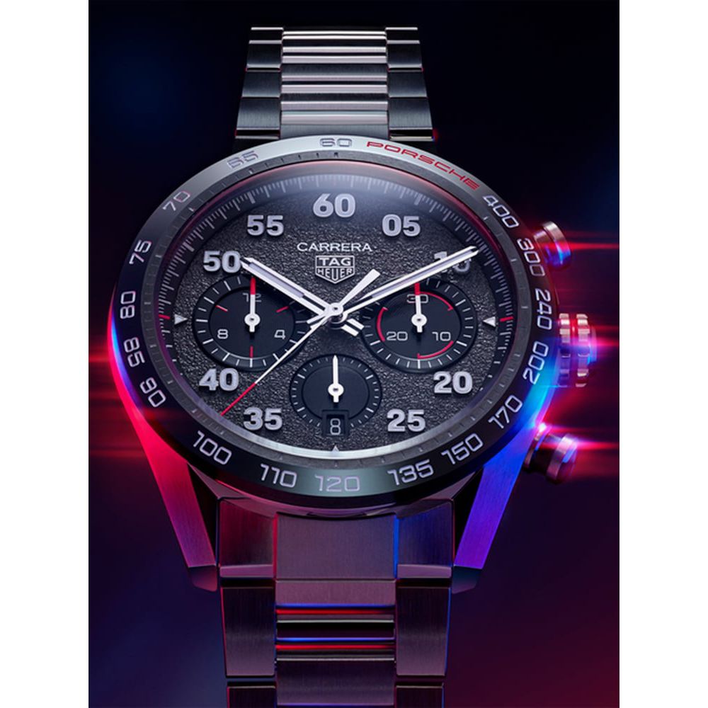  Shop Authentic Tag Heuer Carrera Porsche Chronograph Grey Dial Silver Steel Strap Watch for Men - CBN2A1F.BA0643 - Luxxuri