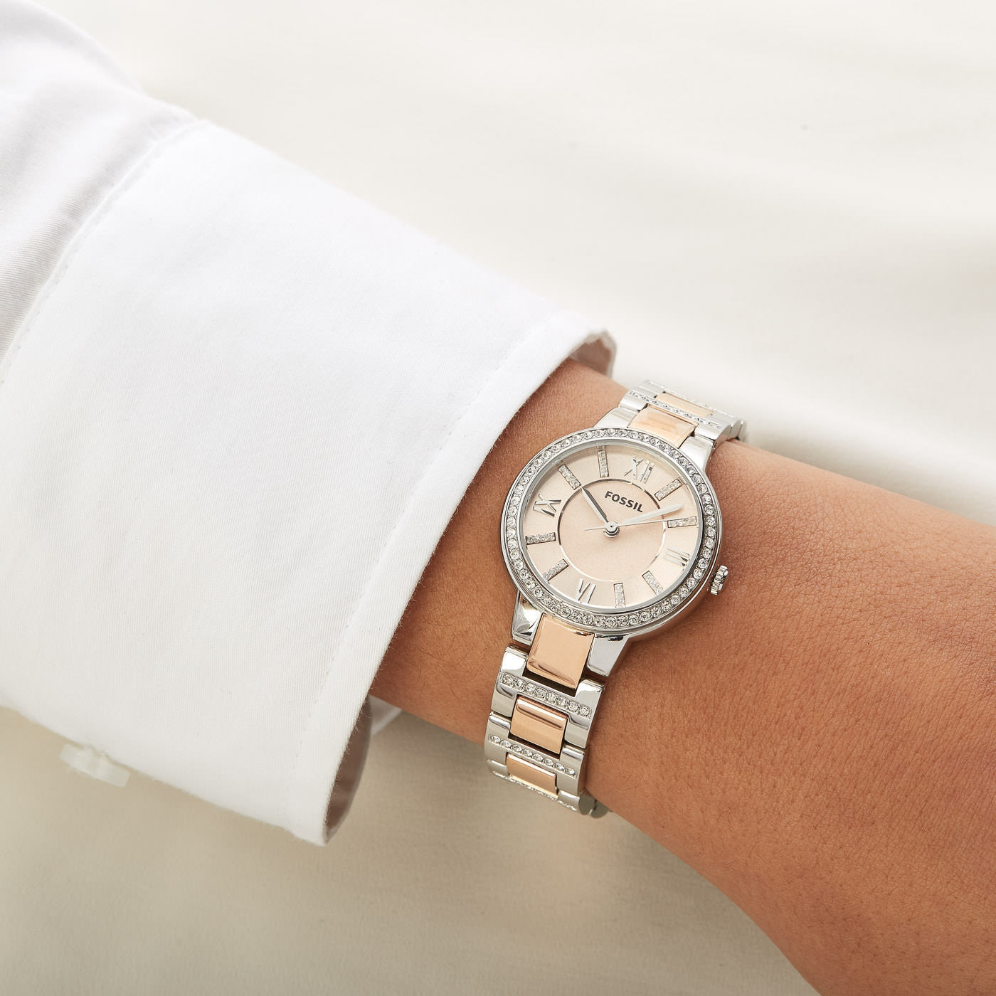  Shop Authentic Fossil Virginia Rose Gold Dial Two Tone Steel Strap Watch for Women - ES3405 - Luxxuri