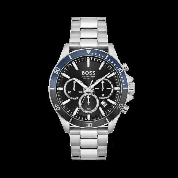  Shop Authentic Hugo Boss Troper Chronograph Black Dial Silver Steel Strap Watch For Men - 1514101 - Luxxuri