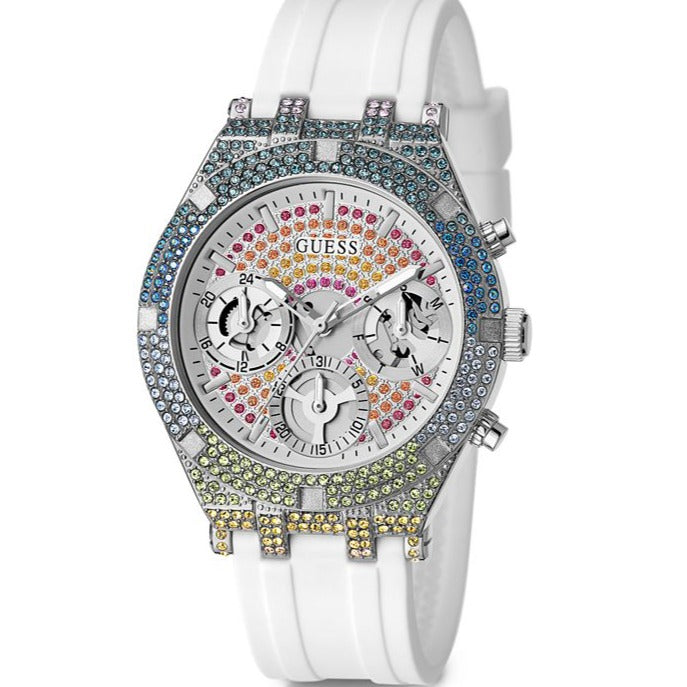  Shop Authentic Guess Glitz Pride Limited Edition White Dial White Rubber Strap Watch for Women - GW0407L4 - Luxxuri