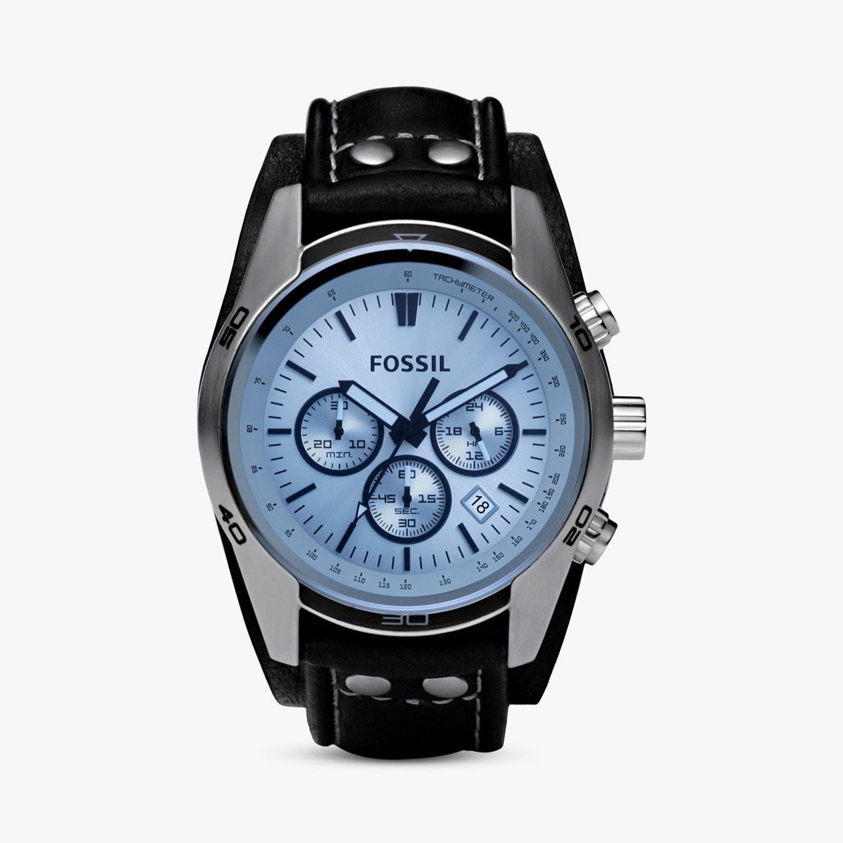  Shop Authentic Fossil Coachman Chronograph Blue Dial Black Leather Strap Watch for Men - CH2564 - Luxxuri