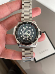  Shop Authentic Gucci Dive Snake Black Dial Silver Steel Strap Watch For Men - YA136218 - Luxxuri