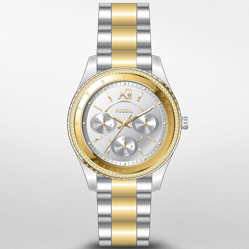  Shop Authentic Fossil Stella Sport Multifunction Silver Dial Two Tone Steel Strap Watch for Women - ES5107 - Luxxuri