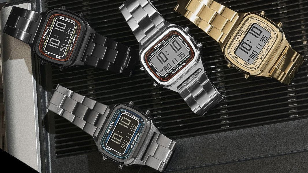  Shop Authentic Fossil Retro Digital Black Dial Black Steel Strap Watch for Men - FS5846 - Luxxuri