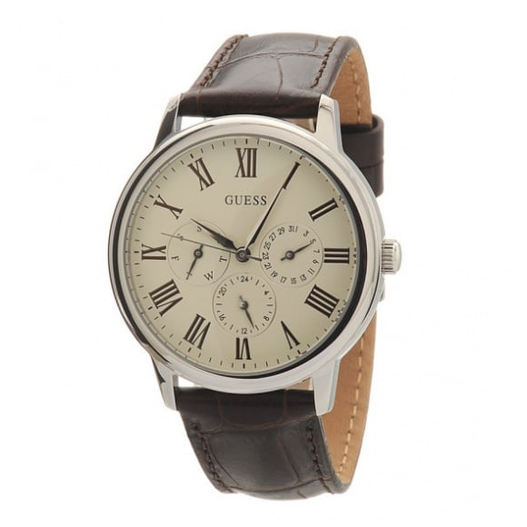  Shop Authentic Guess Wafer Quartz White Dial Brown Leather Strap Watch For Men - W70016G2 - Luxxuri