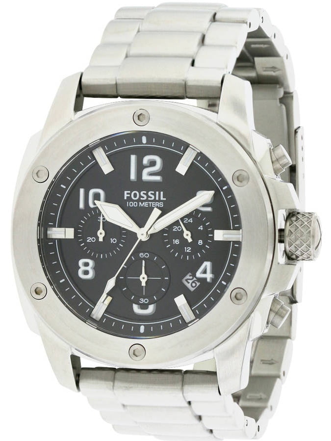  Shop Authentic Fossil Modern Machine Black Dial Silver Steel Strap Watch for Men - FS4926 - Luxxuri