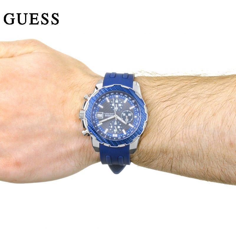  Shop Authentic Guess Octane Chronograph Black Dial Blue Rubber Strap Watch For Men - W1047G2 - Luxxuri