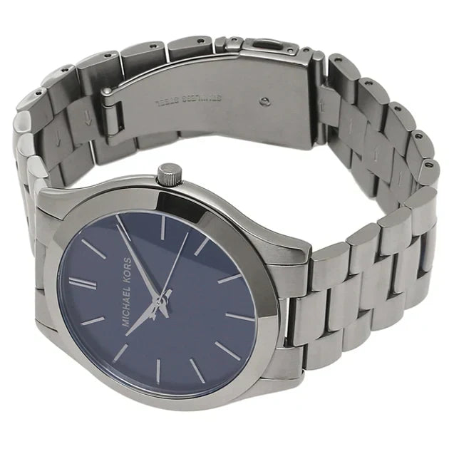  Shop Authentic Michael Kors Slim Runway Blue Dial Grey Steel Strap Watch For Men - MK8584 - Luxxuri