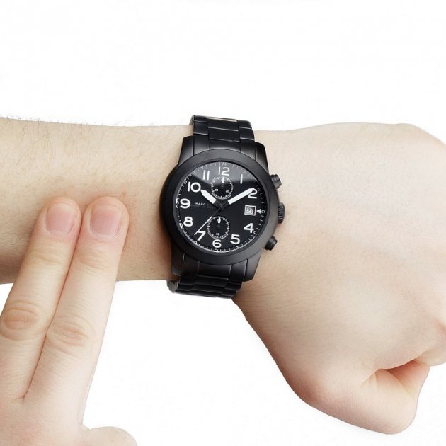  Shop Authentic Marc Jacobs Larry Chronograph Black Dial Black Steel Strap Watch for Men - MBM5052 - Luxxuri
