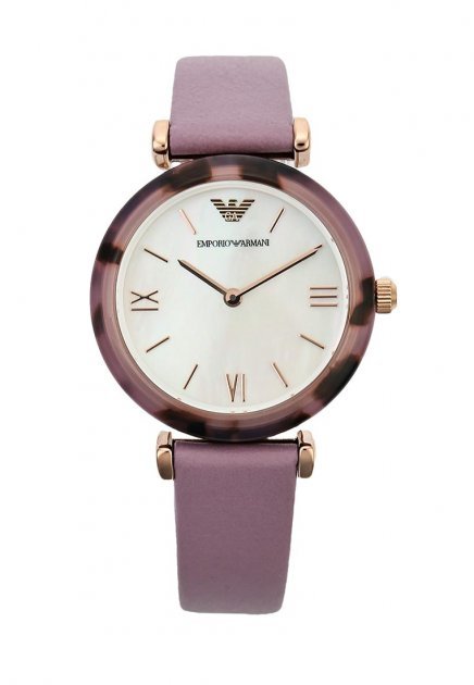  Shop Authentic Emporio Armani Gianni Mother of Pearl Dial Purple Leather Strap Watch For Women - AR11003 - Luxxuri
