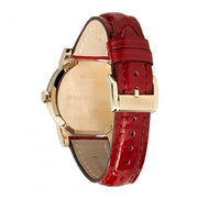  Shop Authentic Burberry The City Gold Dial Red Leather Strap Watch for Women - BU9140 - Luxxuri