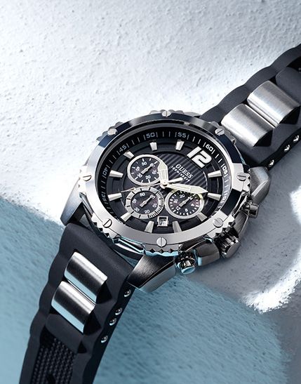  Shop Authentic Guess Intrepid Chronograph Black Dial Two Tone Steel Strap Watch for Men - W0167G1 - Luxxuri