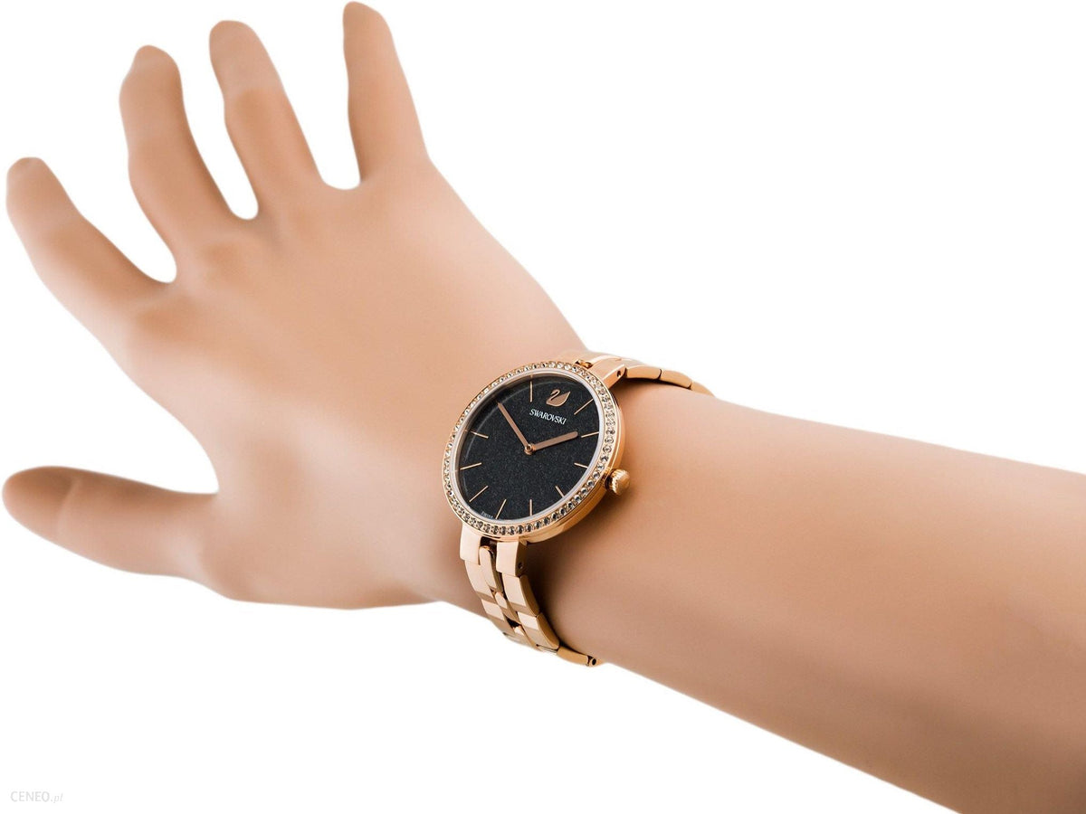  Shop Authentic Swarovski Cosmopolitan Black Dial Rose Gold Steel Strap Watch for Women - 5517797 - Luxxuri