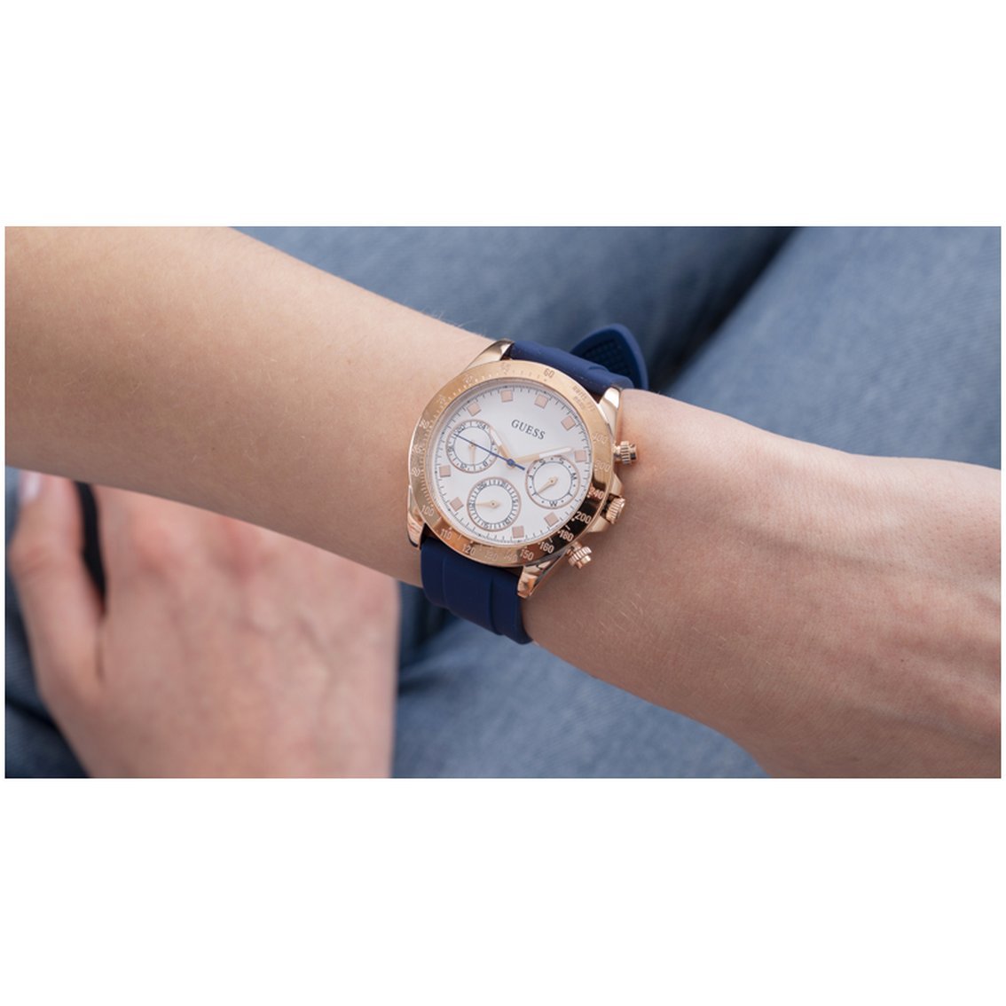  Shop Authentic Guess Eclipse White Dial Blue Rubber Strap Watch for Women - GW0315L2 - Luxxuri
