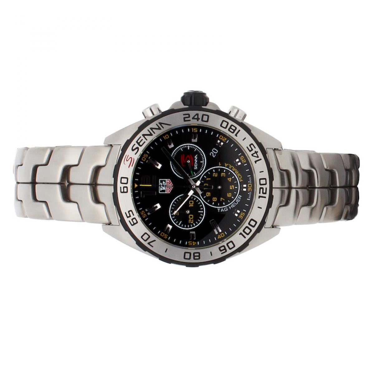  Shop Authentic Tag Heuer Formula 1 Senna Limited Edition Chronograph Black Dial Silver Steel Strap Watch for Men - CAZ1013.BA0883 - Luxxuri