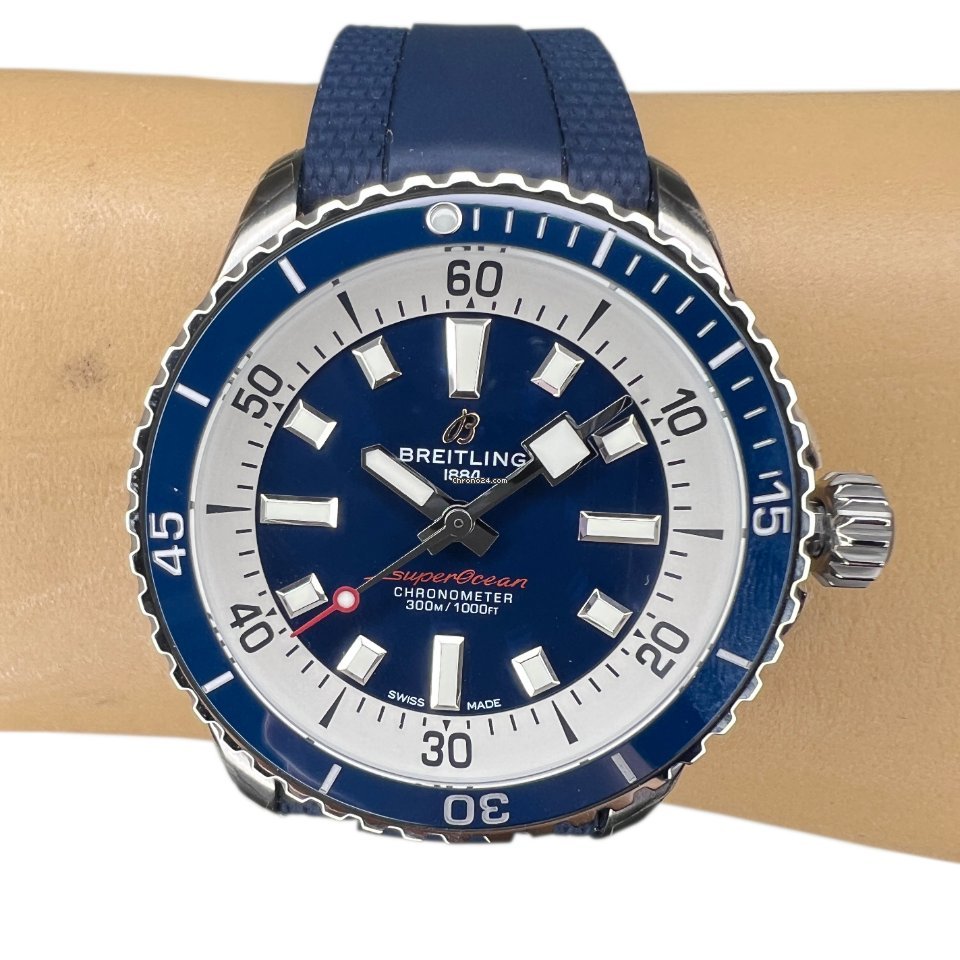  Shop Authentic Breitling Superocean Automatic 42mm Blue Dial Blue Rubber Strap Watch for Men - A17375E71C1S1 - Luxxuri