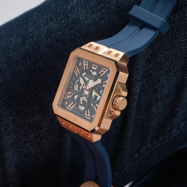  Shop Authentic Guess Leo Chronograph Blue Dial Blue Silicone Strap Watch For Men - GW0637G3 - Luxxuri