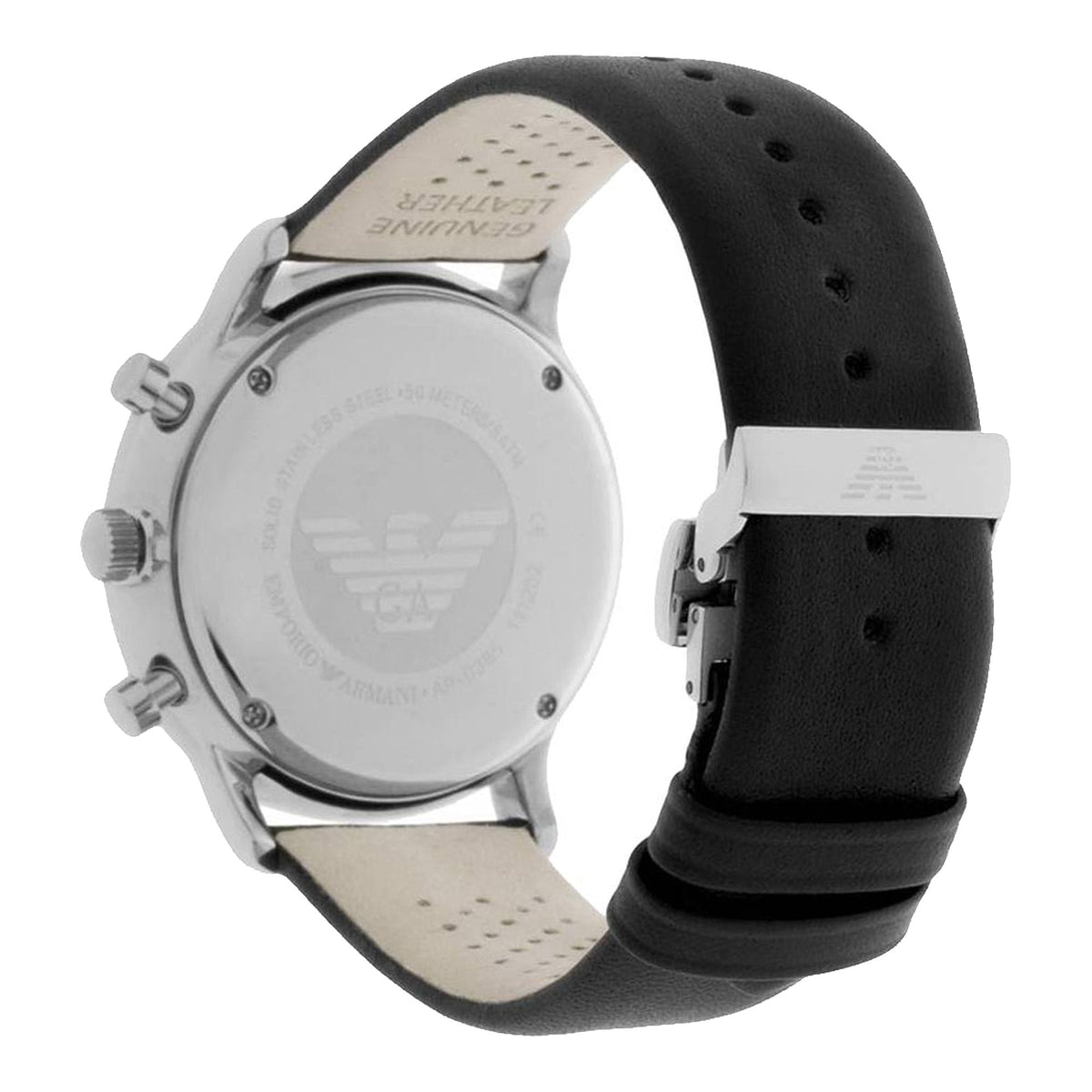  Shop Authentic Emporio Armani Gianni White Dial Black Leather Strap Watch For Men - AR0385 - Luxxuri