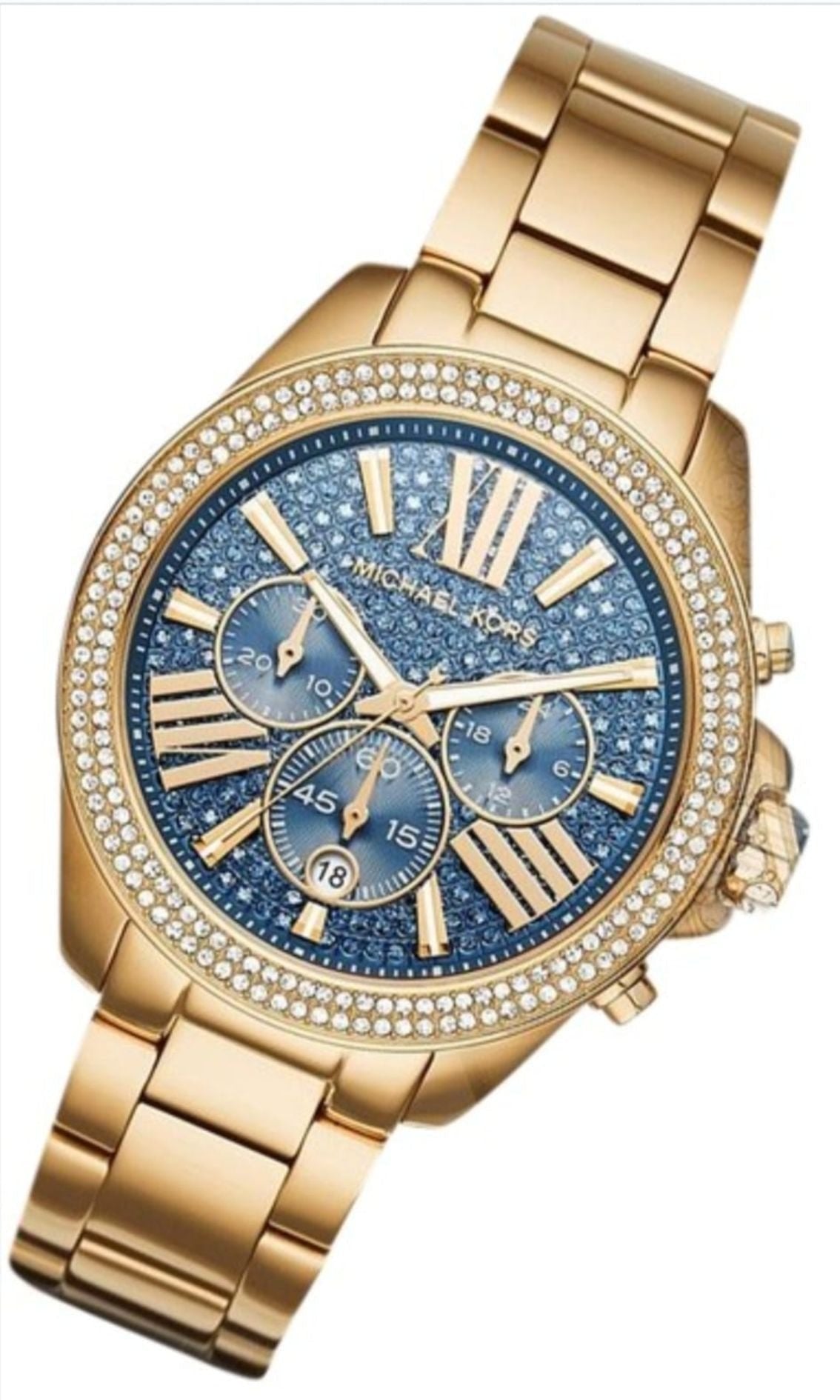  Shop Authentic Michael Kors Wren Diamonds Blue Dial Gold Steel Strap Watch for Women - MK6291 - Luxxuri