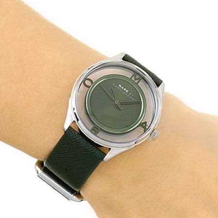  Shop Authentic Marc Jacobs Tether Transparent Green Dial Green Leather Strap Watch for Women - MBM1378 - Luxxuri
