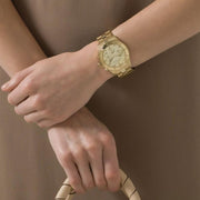  Shop Authentic Marc Jacobs Blade Chronograph Gold Dial Gold Steel Strap Watch for Women - MBM3101 - Luxxuri