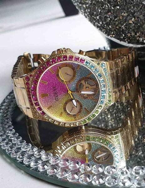  Shop Authentic Guess Sugarrush Quartz Multicolor Dial Gold Steel Strap Watch For Women - GW0258L1 - Luxxuri