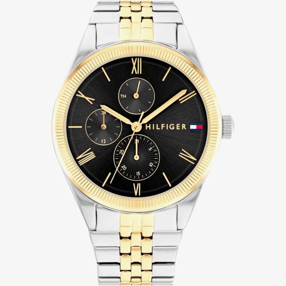  Shop Authentic Tommy Hilfiger Monica Chronograph Black Dial Two Tone Steel Strap Watch For Women - 1782591 - Luxxuri