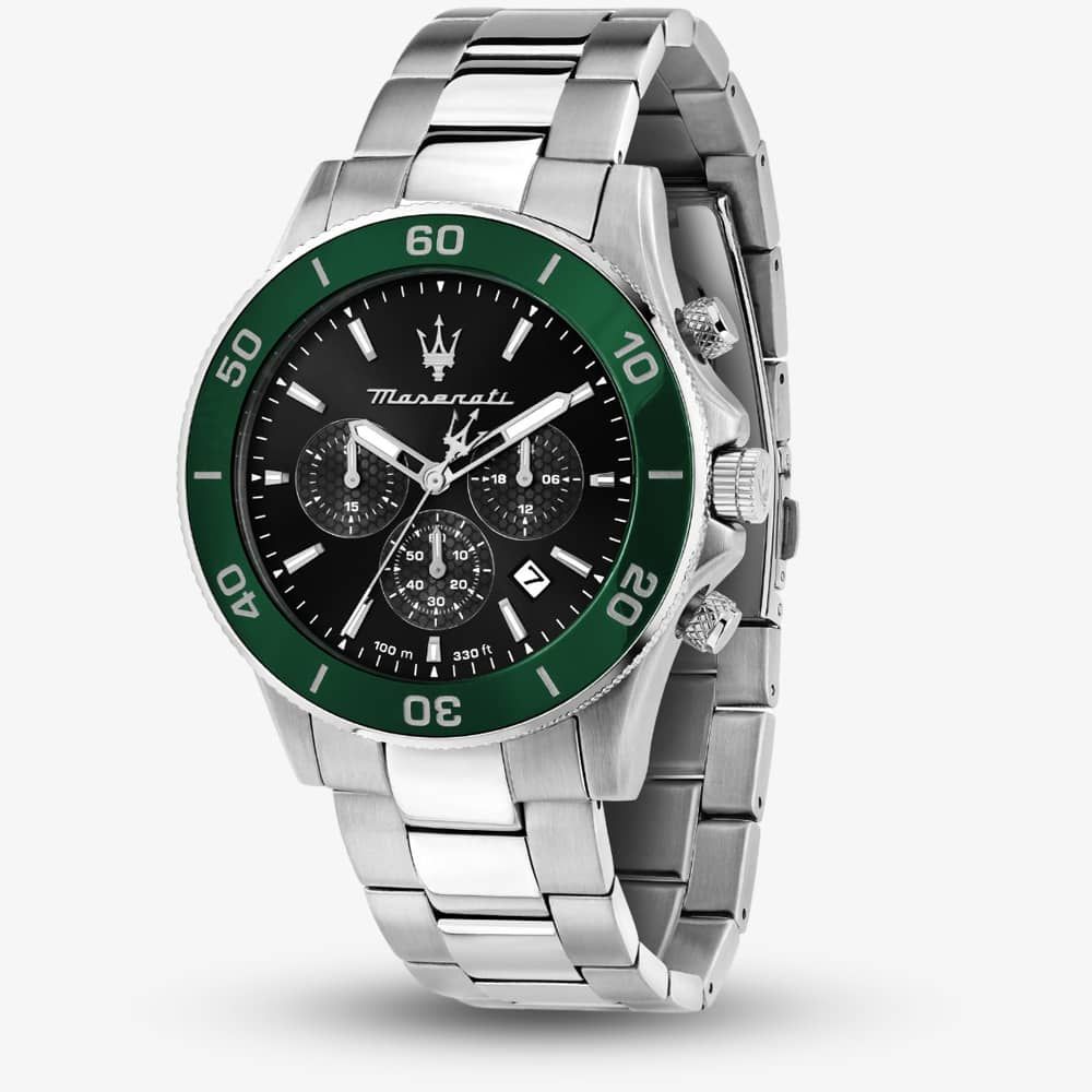 Shop Authentic Maserati Competizione Chronograph Black Dial Silver Steel Strap Watch For Men - R8873600008 - Luxxuri